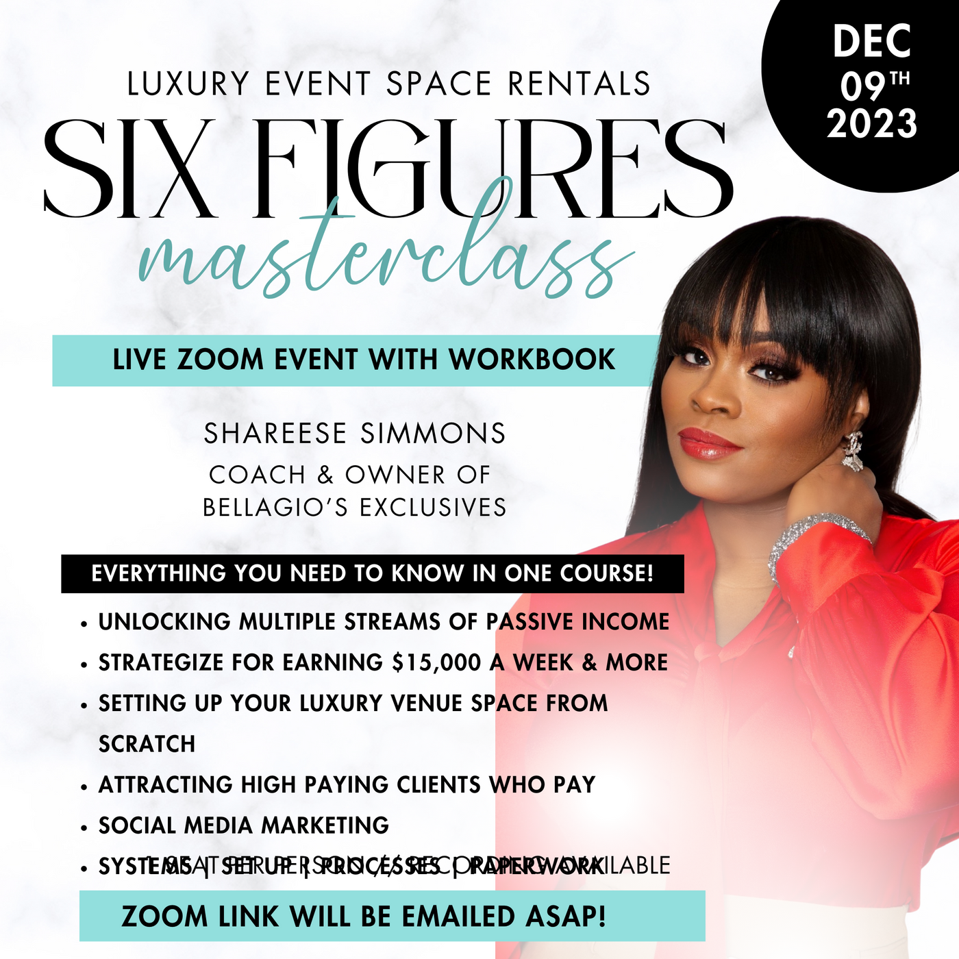 Luxury Event Space Masterclass! Make 6 Figures passively with my signature Blueprint